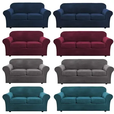 Velvet Sofa Covers With Sofa Cushion Cover Couch Chair Slipcover 1/2/3 Seater • $53.99