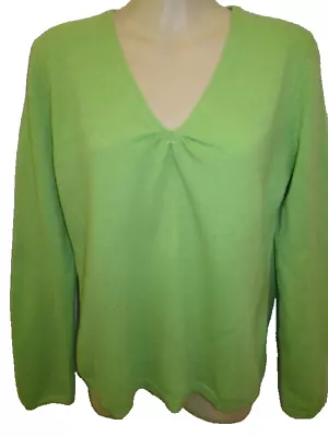 Talbots Pure Cashmere Green V-Neck Sweater Petites May Fit PM • $19.95