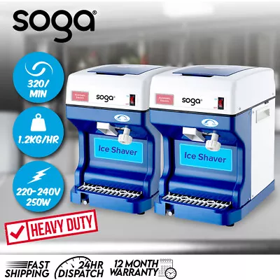 SOGA 2X Ice Shaver Commercial Electric Stainless Steel Crusher Machine 120kg/h • $779.80