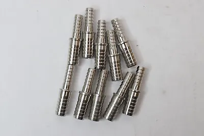 1/4  X 3/8  Hose Barb Coupler Reducer Adapter Splicer Stainless Steel 10pcs • $19.99