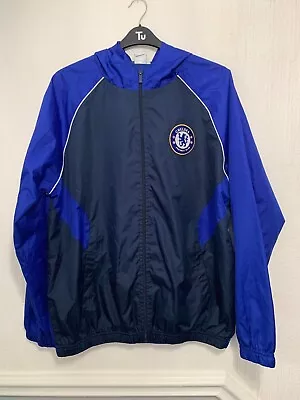 Chelsea Football Club Blue & Navy Windbreaker Hooded Jacket Size XXL • £15