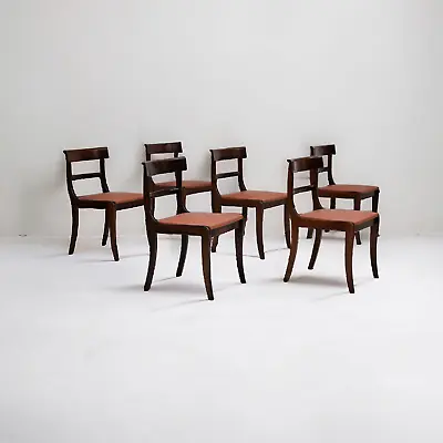 1970s Reupholstered Set Of 6 Pcs Danish Dining Chairs Teak Wood Leather. • £1325.78