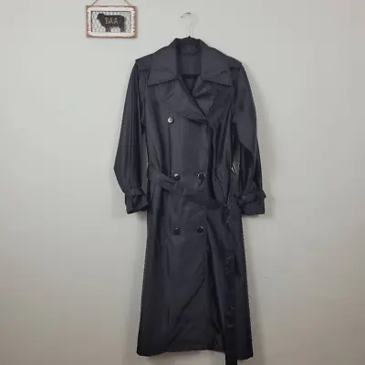 Mycra Pac One Black Lightweight Long Trench Coat Jacket Sz S/M Rain Layering • $50