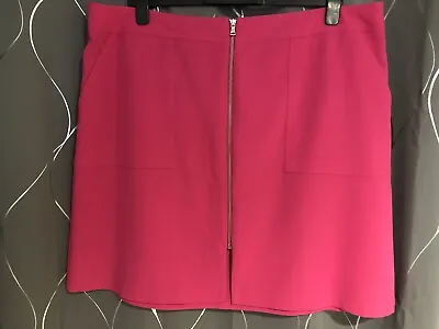 TU 22; Cerise Pink Zip Front Skirt With Pockets • £5