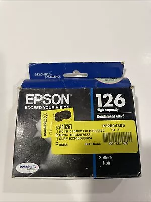 Genuine Epson 126  Black Ink Cartridge - Twin Pack - Expires  8/2023 New Sealed • $21.84