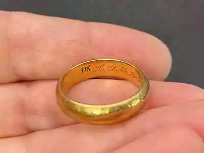Vintage 14K Gold Wedding Band Size 10 Estate Jewelry Engraved 6.7 Grams!! • $50