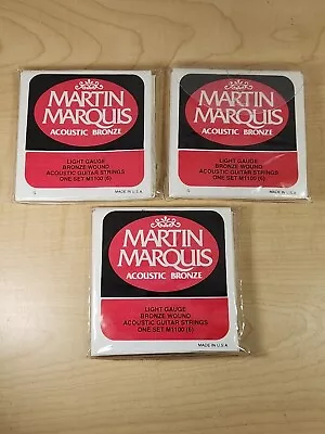 Guitar Strings Martin Marquis 3pks Acoustic Bronze Light Guage 3 Sets Of 6 M1100 • $12.50