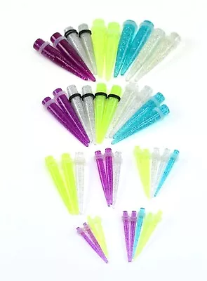 Single Acrylic Glitter Straight Spike Taper Expander Ear Stretcher Plug 8g-13 Mm • $1.99