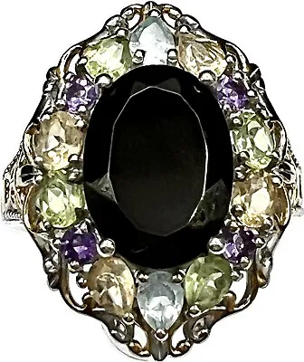 Elite Shungite Multi Gem Vermeil YG Sterling Silver Ring 5.10 Ctw Size 7 NEW • £116.75