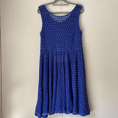 City Chic Cobalt Blue Cotton Lace Tea Dress Size M/18 (tag Missing) • $15