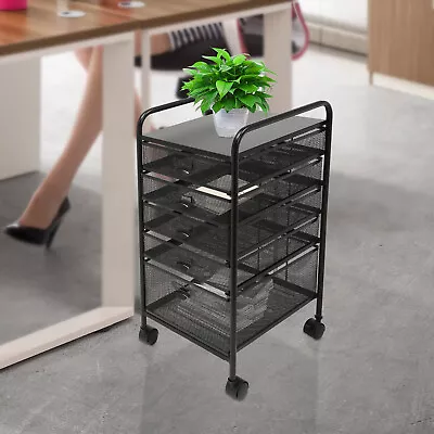 Office File Cabinet Paper Organizer+Wheels 5Drawer /6Storage Drawer Black/Sliver • $72