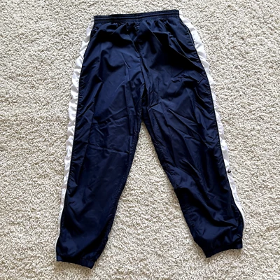 $24 • Buy Vintage Nike Nylon Track Pants Mens XL Blue Sweatpants Y2K Gray Tag Lightweight
