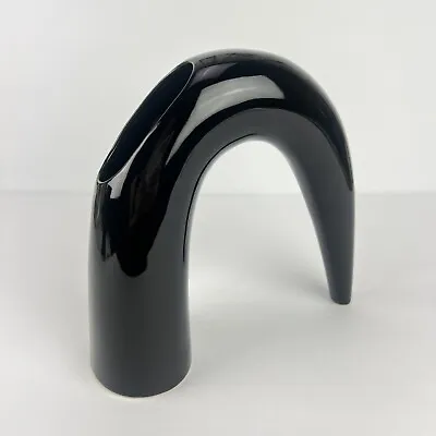 Ikebana Vase TOYO Black Japan Arch Arc Curved Modernist Vtg 8IN • $55