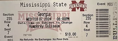 2024 Georgia Vs Mississippi State Bulldogs Collectible Basketball Ticket Stub • $6.99