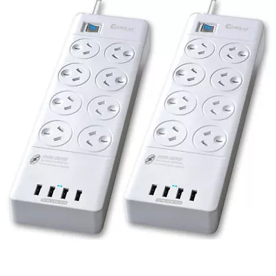 2pc Sansai Power Board 8 Way Outlets Socket 4 Usb Charger Ports/Surge Protector • $83