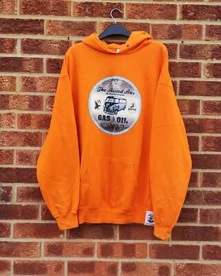 Vintage Orange Hoodie Camper Van Blue Back Print Fleece Lined Oversized XL • £35