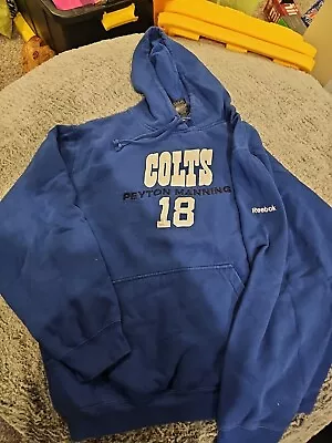 NFL Reebok Indianapolis Colts Hoodie Size XL Blue Embroidered Peyton Manning 18 • $23.50