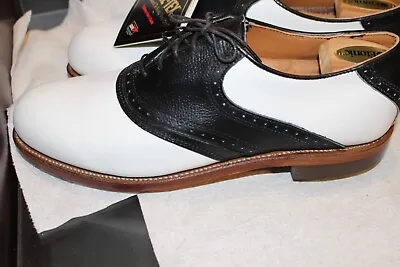 Etonic  Ultimate Leather Golf Shoes Dri Tech Gore Tex 9.5 D White/Black Vintage • $139.80