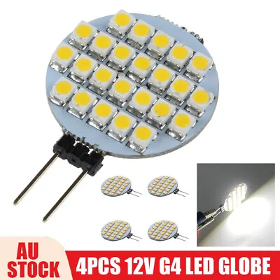 4PCS 12V G4 LED Cool WHITE GLOBE 24 SMD Lamp Bulb Caravan Garden Camper Light AU • $11.37