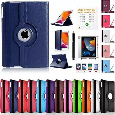 Case For Apple IPad 9th 8th 7th Generation 10.2 Leather 360 Rotating Stand Cover • £5.49