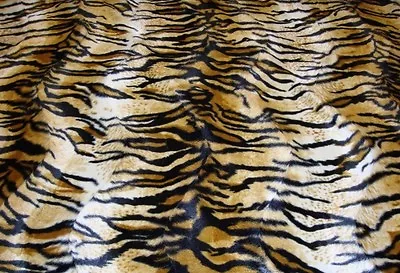 Faux Fur Gold Velboa Animal Print Siberian Tiger  60  Wide Sold By The Yard  • $14.80