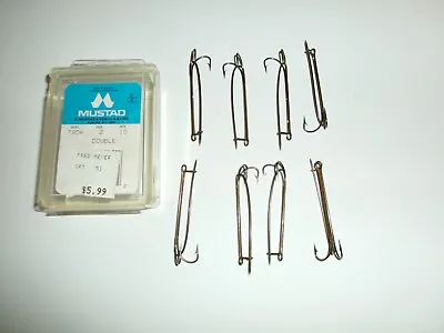 8 Vintage Size 2 Mustad 7904 Double Hooks Live Bait Safety Pin Fishing - NOS* • $15.99