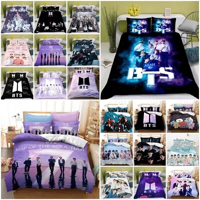BTS Bangtan 3D Duvet Cover Pillowcase Single Double Queen Doona Bedding Set Gift • $33.99