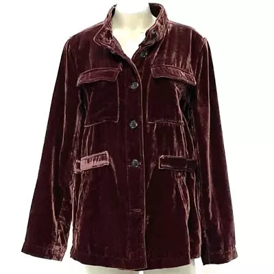 Wmns NWT Loft Burgundy Velvet Casual Jacket Sz M • $28.49