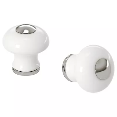 White Porcelain 4 Packs Of 2 Drawer Knobs Ikea Hishult Retro • $24