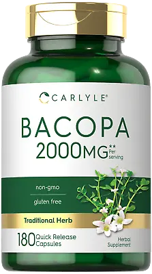 Bacopa Monnieri Capsules 2000mg | 180 Capsules | Gluten Free | By Carlyle • $15.39