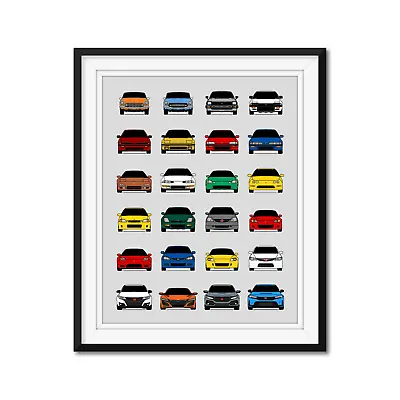 Honda Best Cars Inspired Poster Print Art Generations History Evolution • $30.99