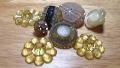 8 Vintage Celluloid Buttons - Mostly Yellow (2941) • $9