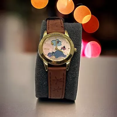 Vintage Disney Seiko SII Winnie The Pooh Eeyore Watch Leather Band Gold Tone • $59.99