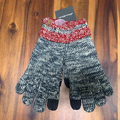 Eddie Bauer Gloves Womens Gray Red Fair Isle Cable Knit Winter Outdoor Mitten OS • $20.99