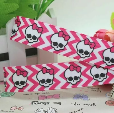 7/8 INCH 22mm GROSGRAIN RIBBON Hair Bow Supplies WHOLESALE Monster High Skulls • $0.99