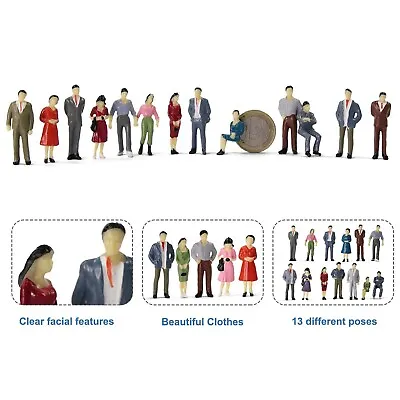 50pcs Model Trains O Scale 1:50 Painted People Seated Standing Figures P50 • $10.99