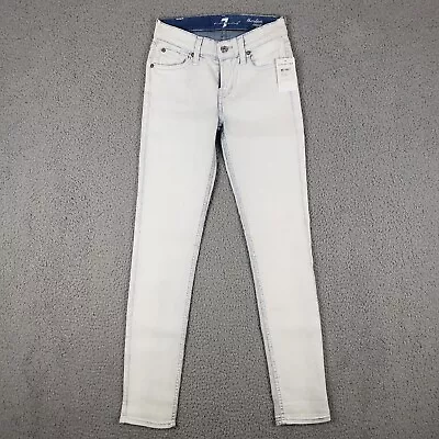 7 For All Mankind Jeans Womens 24 White The Slim Cigarette Skinny Stretch Denim • $14.99