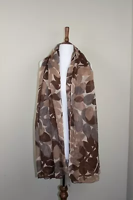 Brown Leaf Safari Scarf 100% Cotton Lightweight Gauzy Kushi Womens BNWT 70 X42  • £3.99