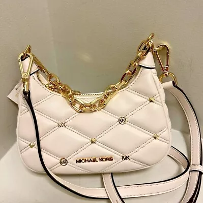 Michael Kors Ladies Cora Mini Zip Pouchette Quilted Shoulder Crossbody Bag Purse • $87.95