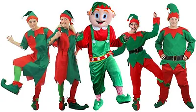 Adult Elf Costume Christmas Fancy Dress Santas Helper Choose Style Ladies Mens  • £12.99