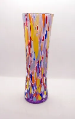 New Murano Millefiori Colorful Rainbow Vase Italian Art Glass Casanova • $89.99