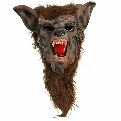 Adult Mens Werewolf Wolf Halloween Classics Costume Overhead Mask With Hair • $32.98