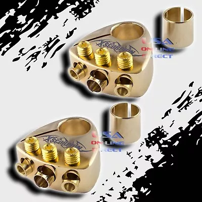 2 Pcs Gold Plated Battery Terminal Multi Output Car Stereo Gauge AWG Pos Neg USA • $18.99