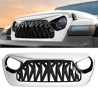Front Grill Shark Grille For 2018-2021 Jeep Wrangler JL JT Black & White ABS • $139.99