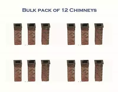 N Scale Brick Chimneys BULK PACK Of 12 1/160 Scale Unpainted Details • $10.99