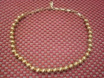 Vintage Minimalist Coro Signed Yellow Gold Toned Metal Beaded Ball Necklace • $9.95