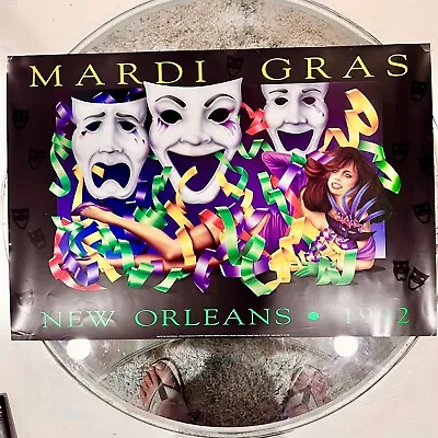 Vintage 1992 New Orleans Mardi Gras Poster 19” X 27” Rolled • $63.88