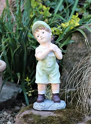 Garden Ornament Solar Powered Little Boy Cherub Fairy Garden Lamp Decor Patio  • £14.95