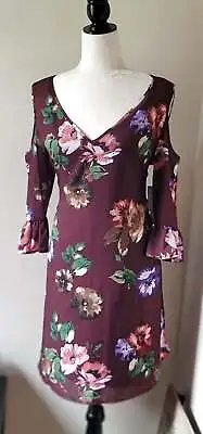 EMMA & MICHELE Size Large Women's Layered Maroon Floral 2 Piece Dress • $18.99