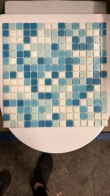 Blues And White Glass Mosaic Tile Sheet • £2